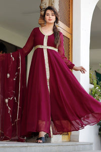 Violet Kurta Set With Gota Work