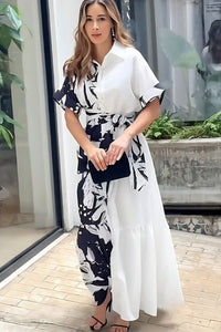 Black & White Rayon Long Dress