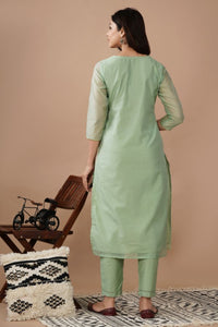 Chanderi Green Kurta Set