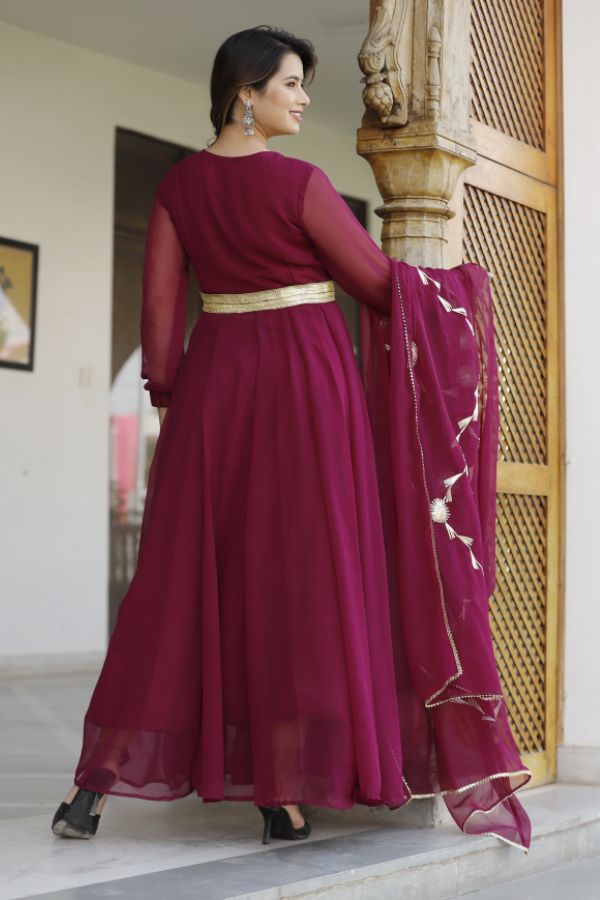 Violet Kurta Set With Gota Work