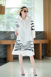 Geometric Print Black and White Shirt Dress
