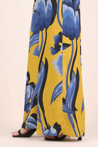 Blue and Yellow Floral Printed Collared Co-Ord Set