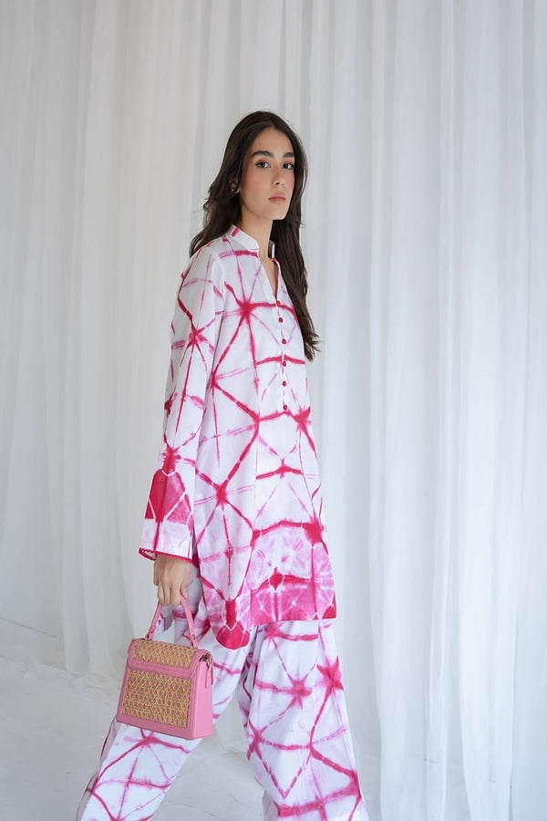 Pink and White Pattern Loungewear Co-Ord Set