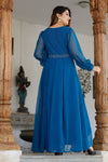 Sapphire Blue Hand Block Printed Anarkali Set