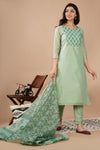 Chanderi Green Kurta Set