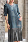 Denim Kurti with Color block Frill