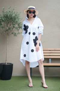 Abstract Polka Shirt Dress for Women - Navvi.in