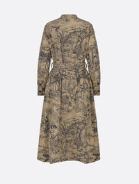 Jungle Printed Shirt Style Dress with Belt