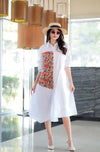 Chic Shirt Dress with Abstract Print Panel – Casual & Stylish