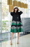 Abstract Wave Print Oversized Shirt Dress