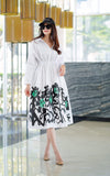 Abstract Printed Cinched Waist Dress