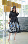 Abstract Printed Cinched Waist Dress