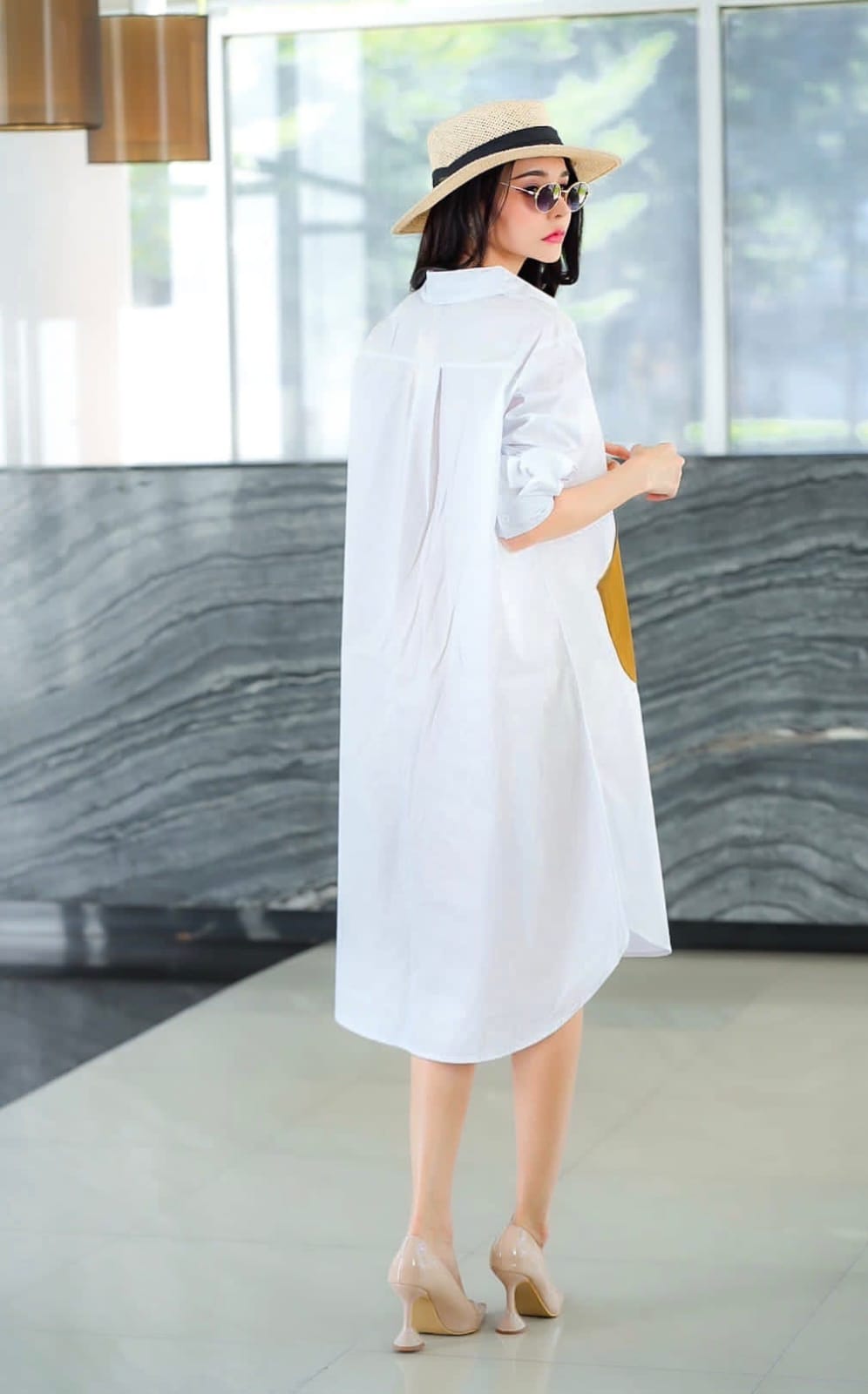 Resort Wear Wide-Fit Appliqued Shirt Dress