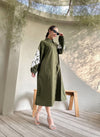Chic A-Line Utility Shirt Dress with Floral Sleeves