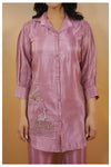 Lavender Viscose Silk Embroidered Co-Ord Set