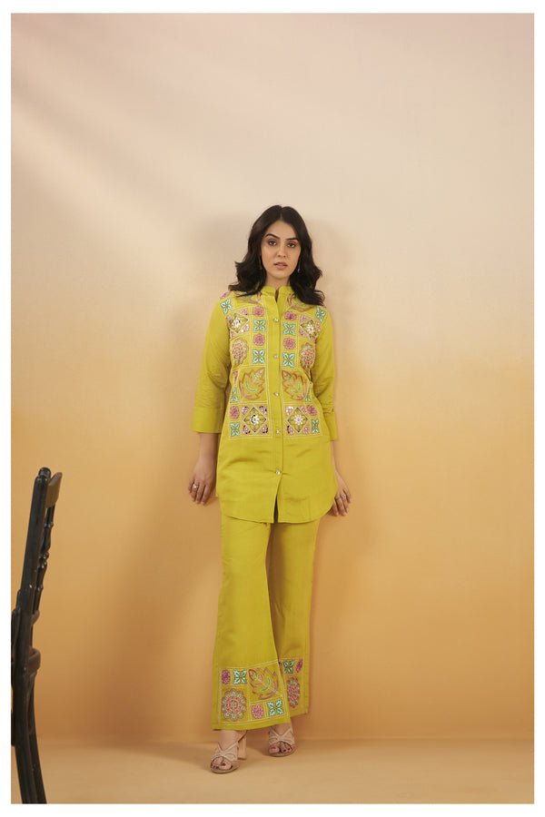 Viscose Silk Embroidered Co-Ord Set Available in 2 Colours