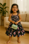 Blue Floral Print Summer Dress