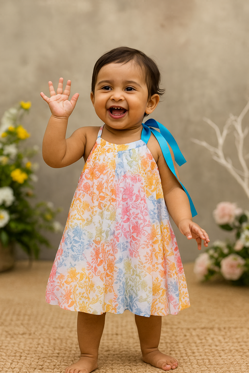 Floral Printed Colorful Summer Dress