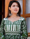 Green Floral Printed Gown Set