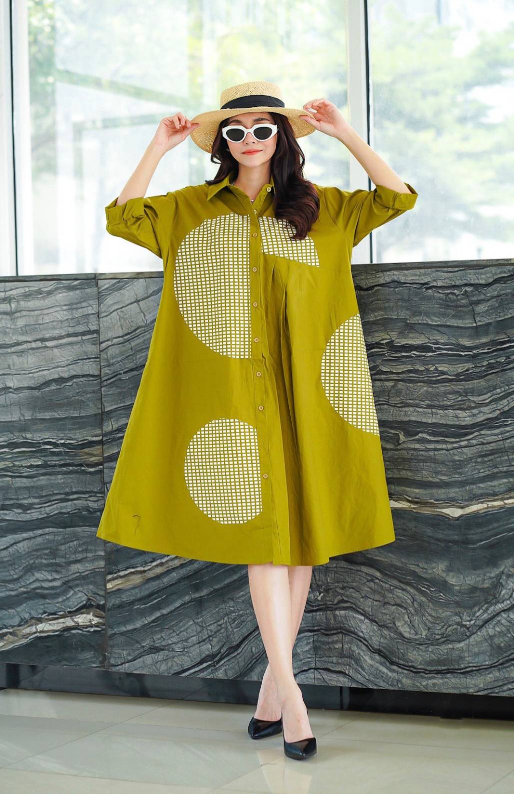 Modern Geometry Shirt Dress