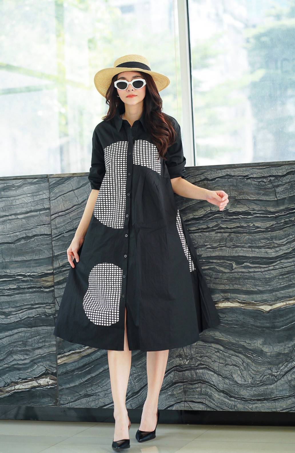 Modern Geometry Shirt Dress
