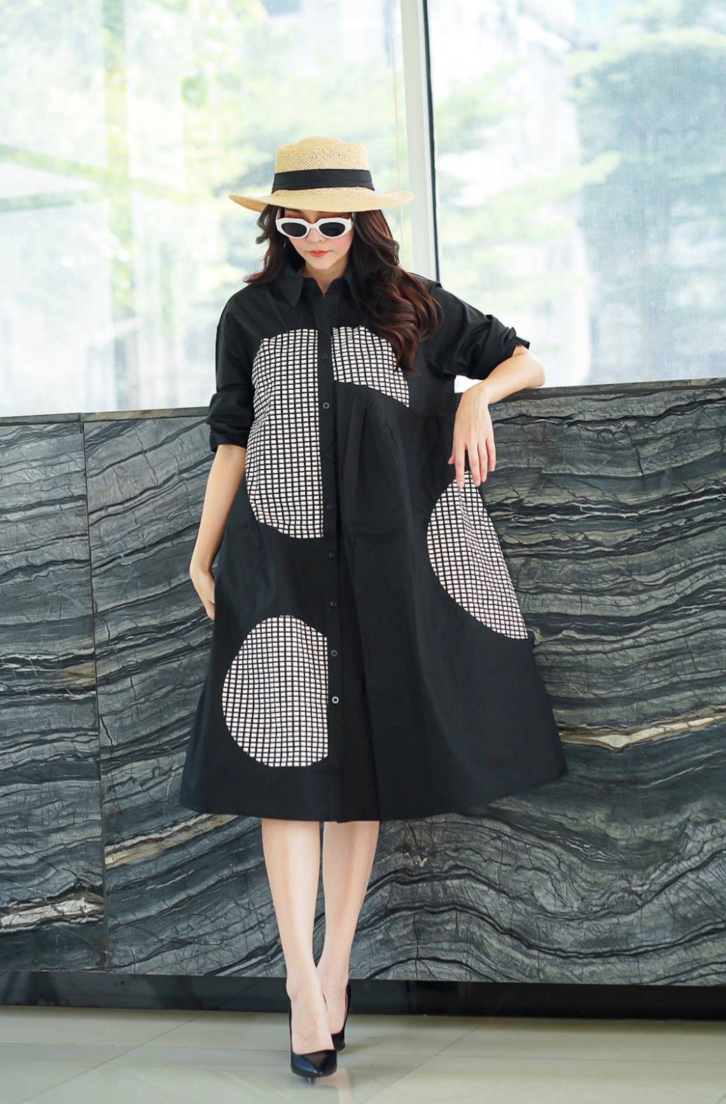 Modern Geometry Shirt Dress