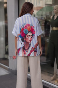 Blue Chic Printed Oversized Shirt
