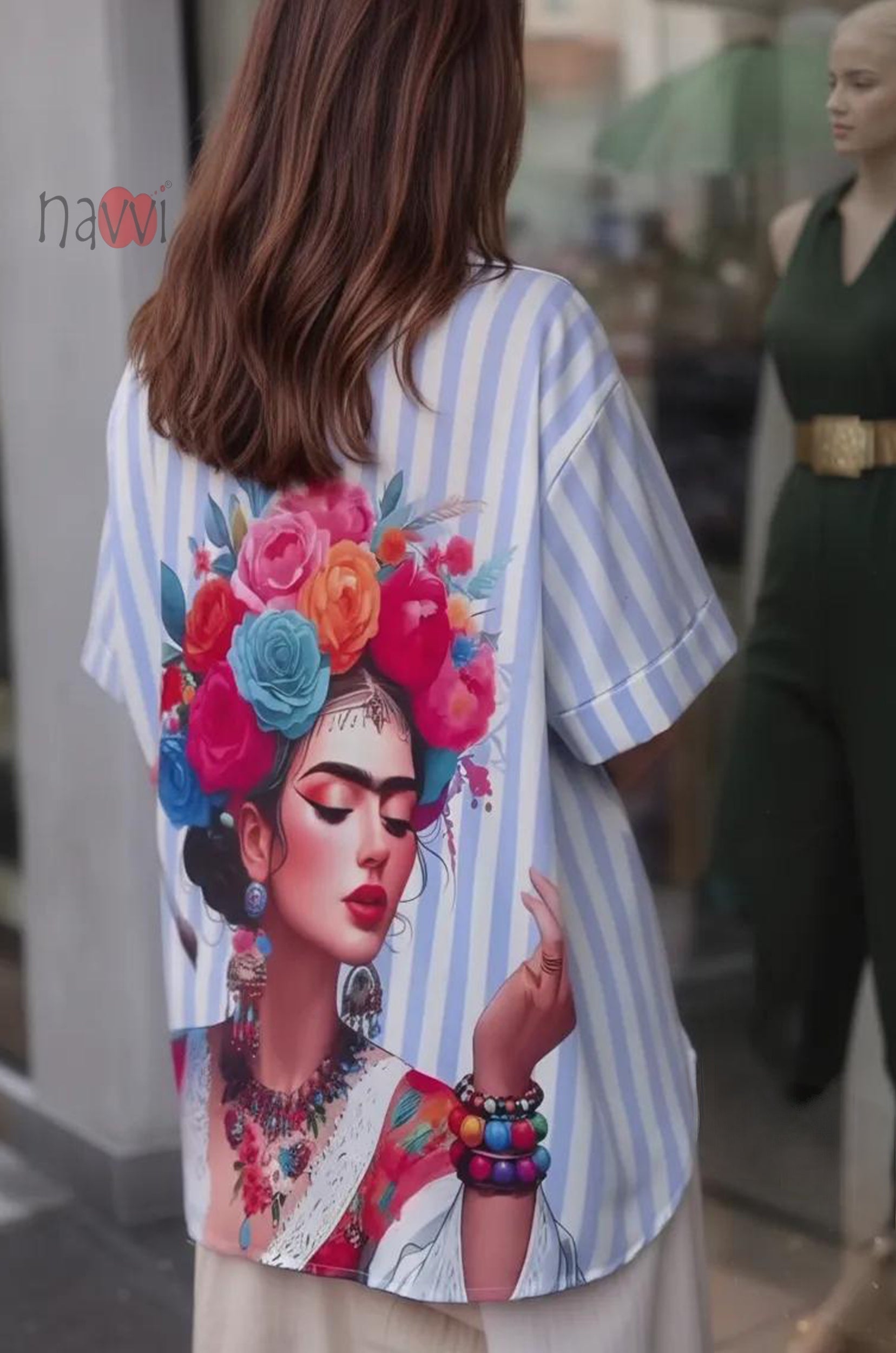 Blue Chic Printed Oversized Shirt