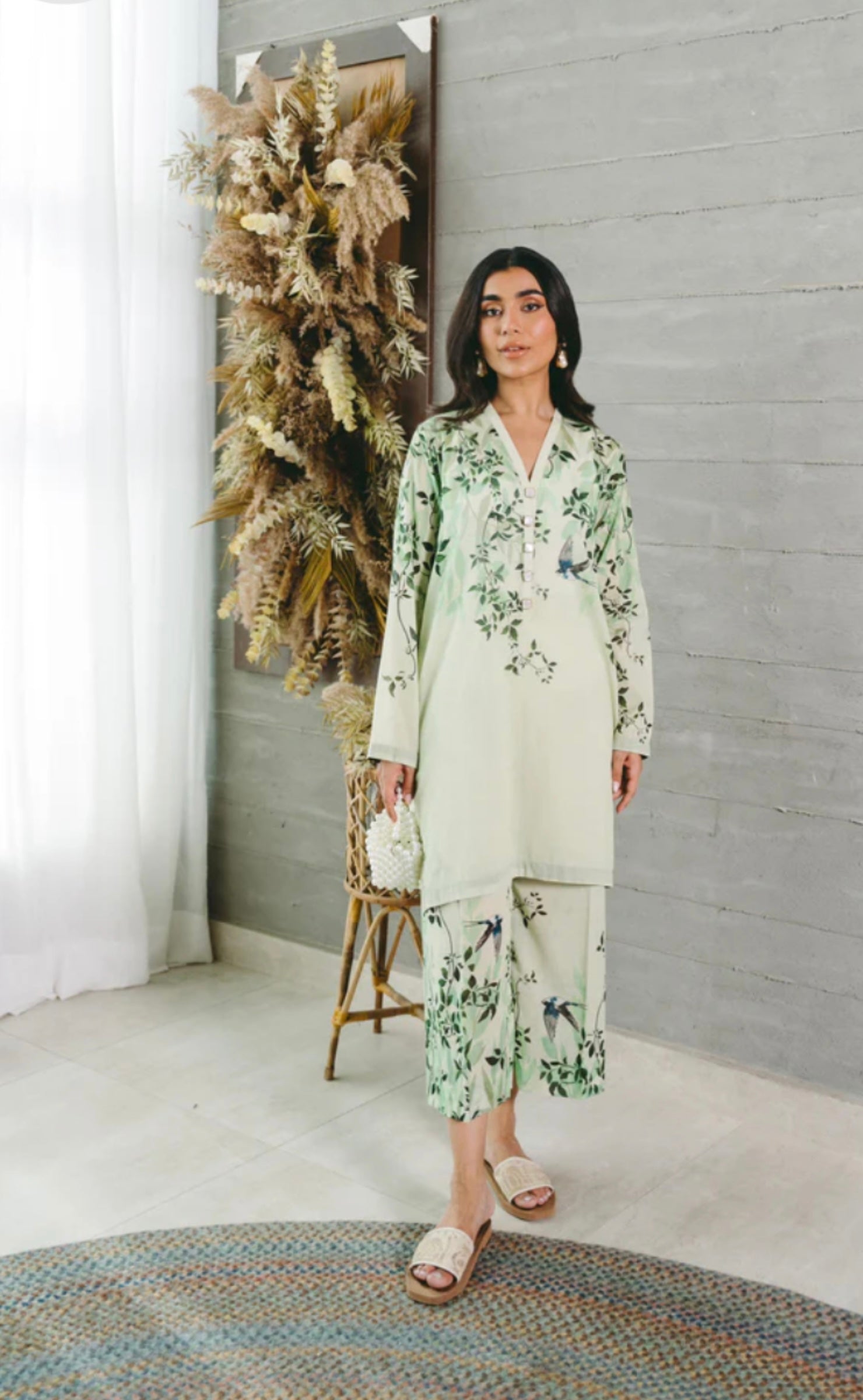 Mint Green Floral Printed Co-Ord Set