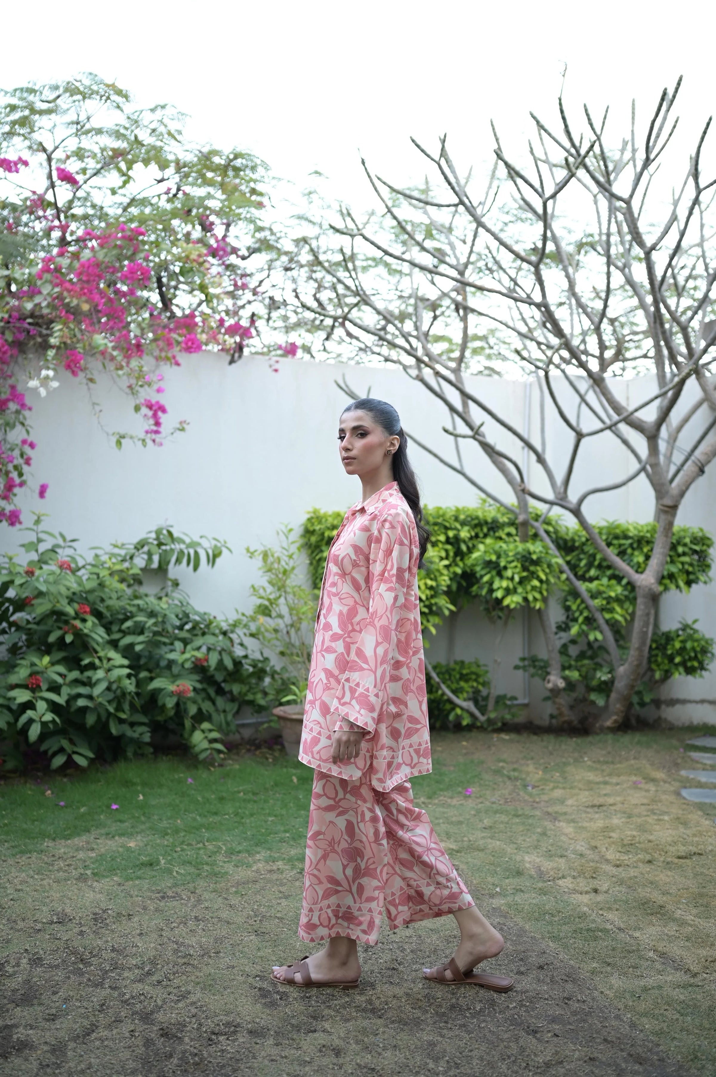 Blush Leaf Printed Lawn Co-ord Set