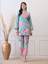 Mint Green Floral Printed Co-ord Set for Women