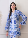 Blue & White Floral Printed Co-ord Set for Women