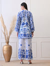 Blue & White Floral Printed Co-ord Set for Women