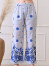 Blue & White Floral Printed Co-ord Set for Women