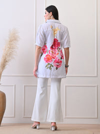 Petal Glow White Shirt in Pure Cotton Mulmul
