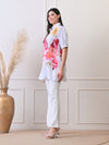 Petal Glow White Shirt in Pure Cotton Mulmul