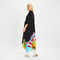 Black and Bold Georgette Kaftan Dress