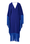 Royal Blue V- Neck Fringe Kaftan Dress
