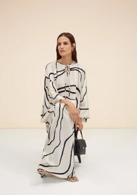 Free Line Organza Silk Kaftan- Black