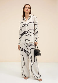 Black Strokes Russian Silk Co-ord Set