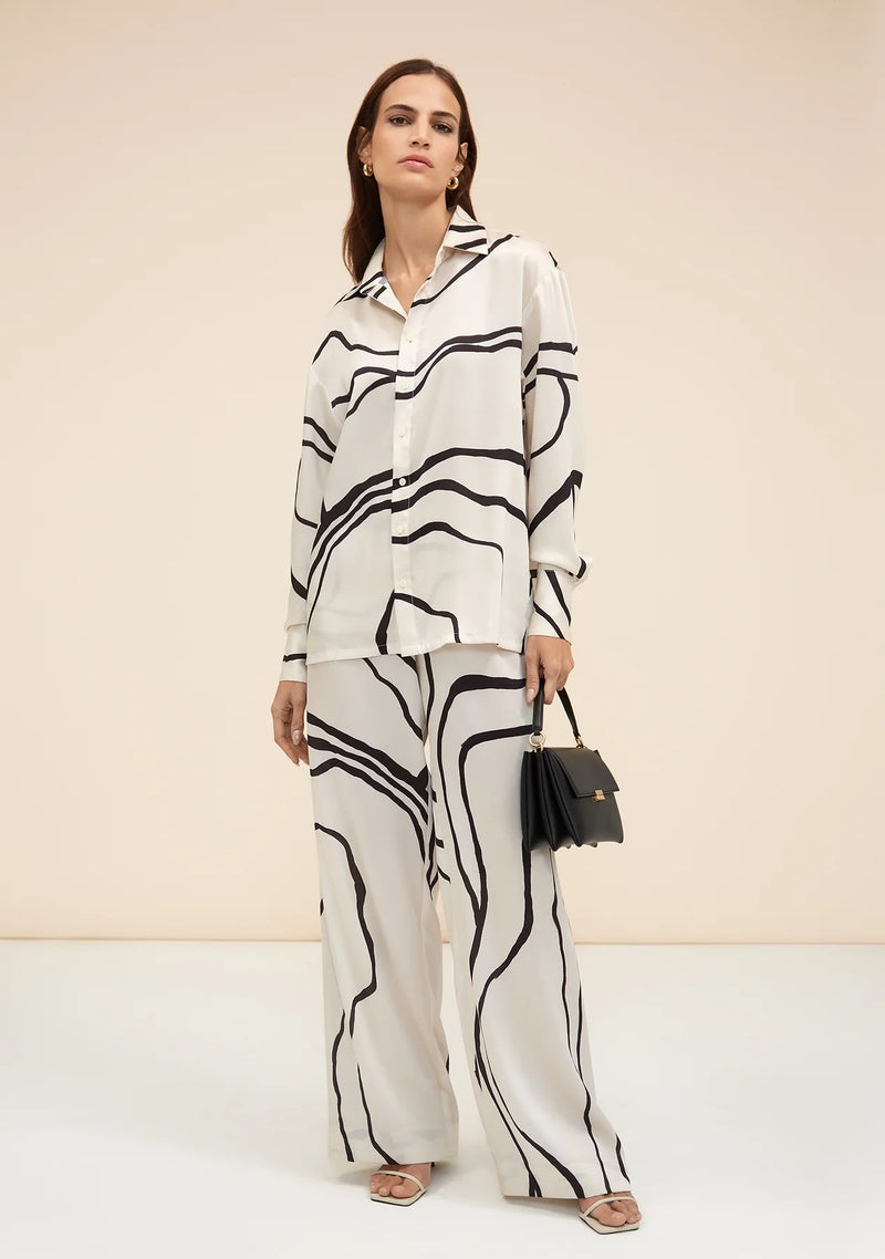 Black Strokes Russian Silk Co-ord Set