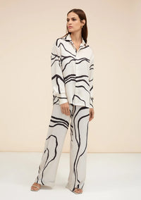 Black Strokes Russian Silk Co-ord Set