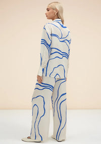 Blue Strokes Russian Silk Co-ord Set