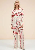 Red Strokes Russian Silk Co-ord Set