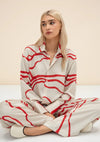 Red Strokes Russian Silk Co-ord Set