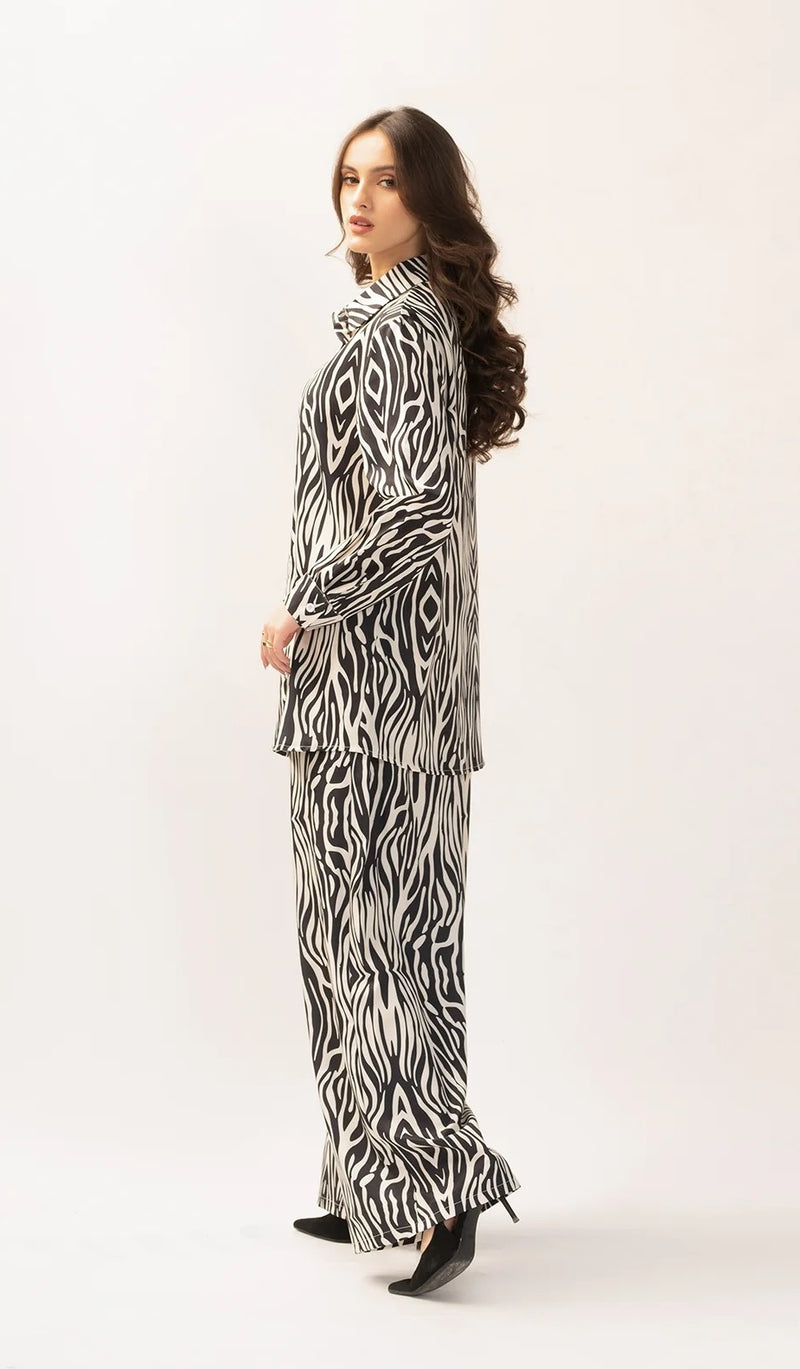 Elif Black & White Zebra Suit