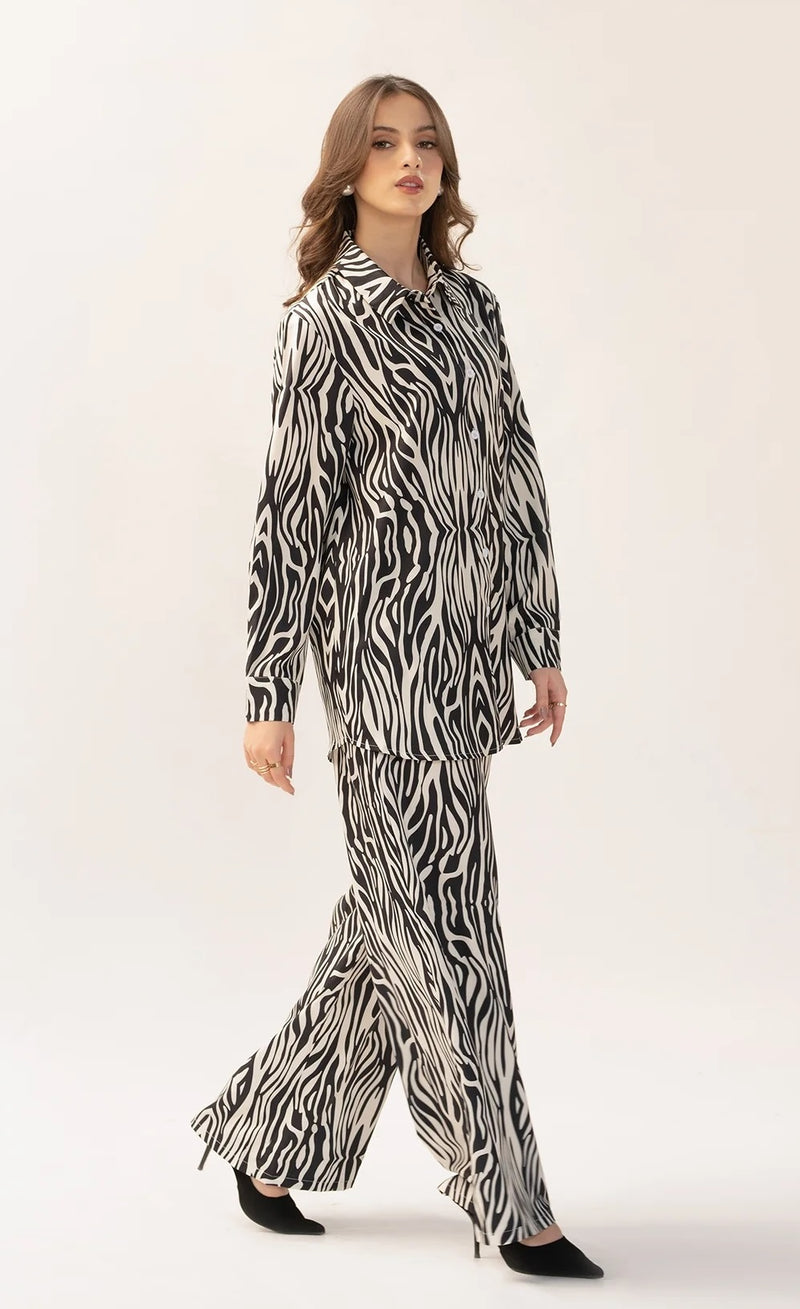 Elif Black & White Zebra Suit