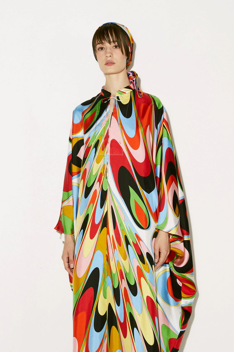 Trippy Eyes Satin Silk Kaftan