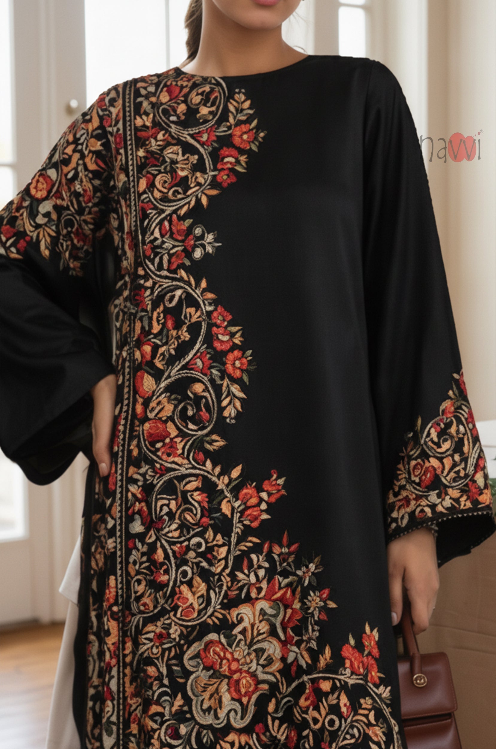 Black Opulence Floral Kurta Set