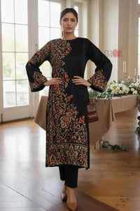 Black Opulence Floral Kurta Set